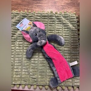 Flattie Elephant Ultrasonic Squeaker Dog Toy Large Pink New